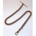 Victorian Rose Gold Filled Wide Curb Link Pocket Watch Chain w/T Bar Signed S&C.